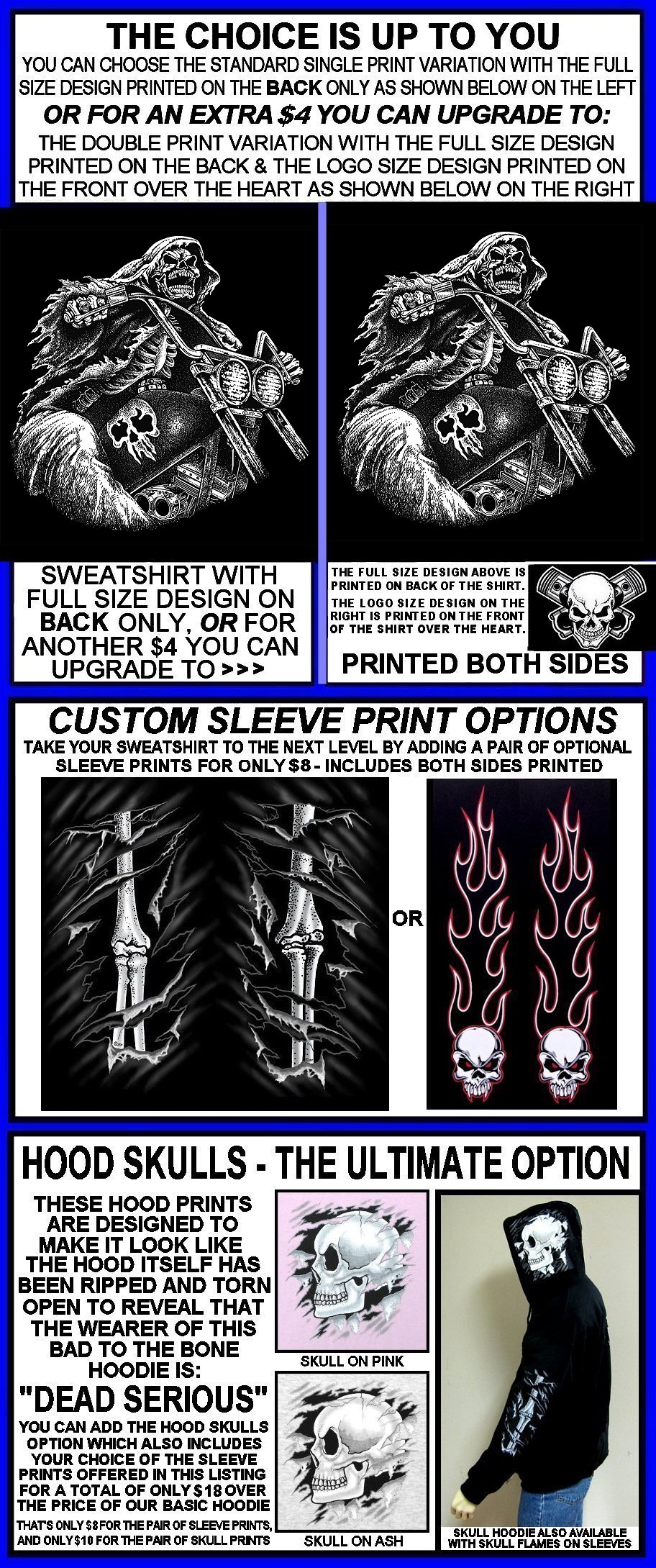 OLD SCHOOL OUTLAW GRIM REAPER DEATH SKELETON BIKER SKULL ZIP